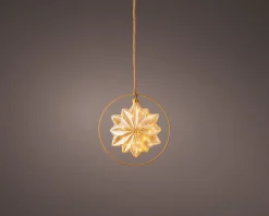 Lumineo kersthanger ster oranje met verlichting D 26 cm