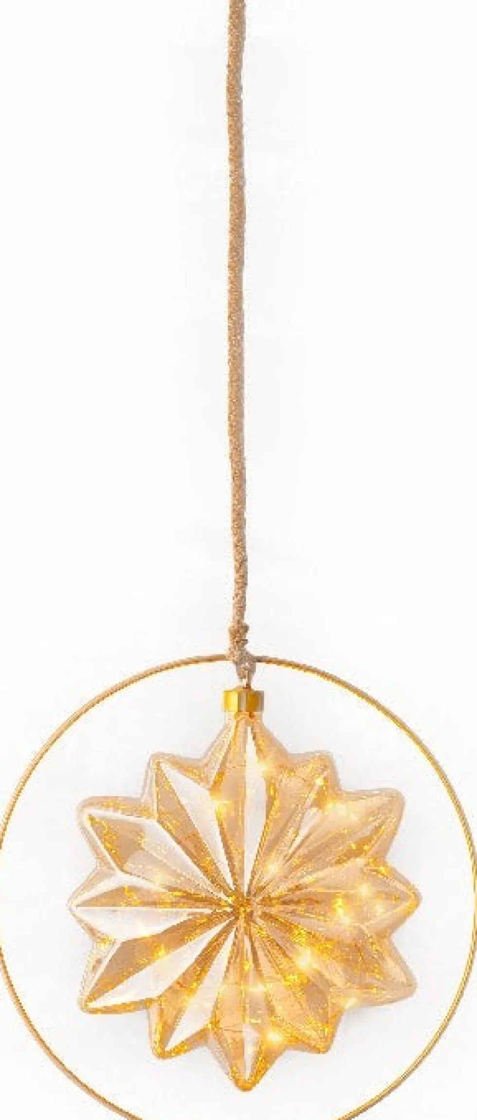 Lumineo kersthanger ster oranje met verlichting D 26 cm