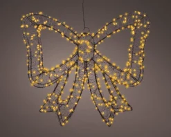 Lumineo kersthanger strik zwart met verlichting 38 x 4,5 x 34 cm