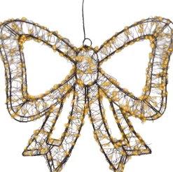 Lumineo kersthanger strik zwart met verlichting 38 x 4,5 x 34 cm