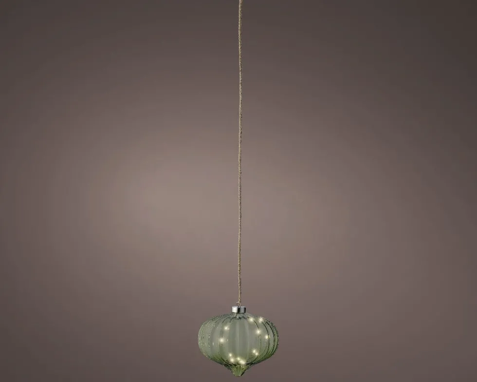 Lumineo kersthanger ui groen met verlichting D 20 H 21 cm