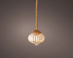 Lumineo kersthanger ui zilver met verlichting D 20 H 21 cm