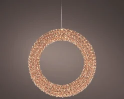 Lumineo kerstkrans Curl koper met 800 lampjes warm wit D 78 H 12 cm