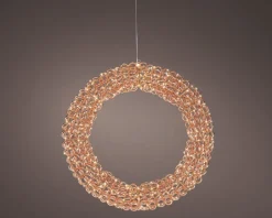 Lumineo kerstkrans Curl koper met 400 lampjes warm wit D 58 H 10 cm