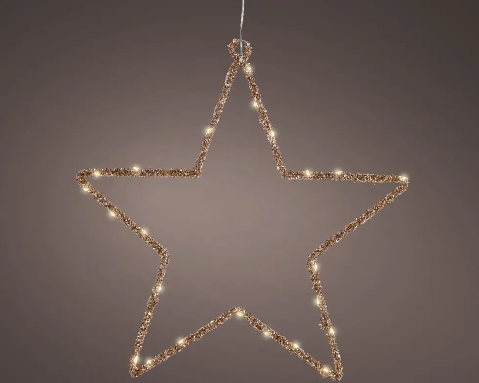 Lumineo kerstster goud met verlichting D 38 H 1 cm