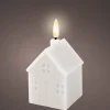 Lumineo LED stompkaars huis Talo wit 6 x 6 x 11,3 cm