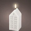 Lumineo LED stompkaars huis Talo wit 6 x 6 x 14,8 cm