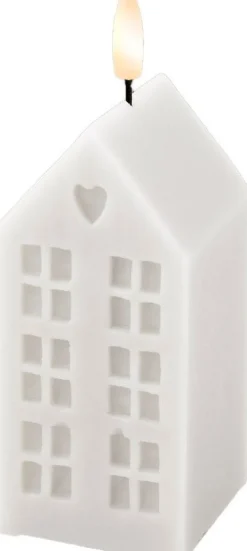 Lumineo LED stompkaars huis Talo wit 6 x 6 x 14,8 cm