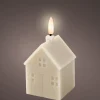 Lumineo LED stompkaars huis Talo crème 6 x 6 x 11,3 cm
