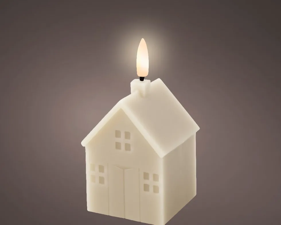 Lumineo LED stompkaars huis Talo crème 6 x 6 x 11,3 cm