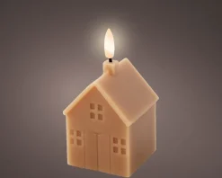 Lumineo LED stompkaars huis Talo bruin 6 x 6 x 11,3 cm