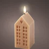 Lumineo LED stompkaars huis Talo bruin 6 x 6 x 14,8 cm