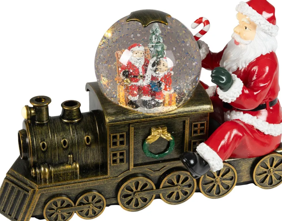 Lumineo sneeuwbol kersttrein met verlichting 16,3 x 31,6 x 20 cm