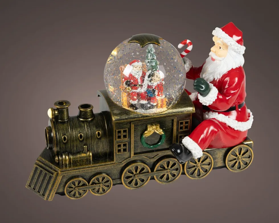 Lumineo sneeuwbol kersttrein met verlichting 16,3 x 31,6 x 20 cm