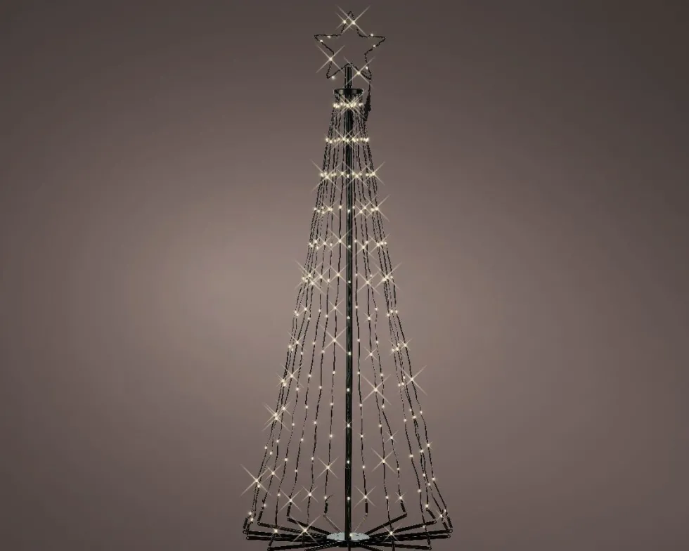 Lumineo vlaggenmast kerstboom met 205 lampjes multi color H 150 cm