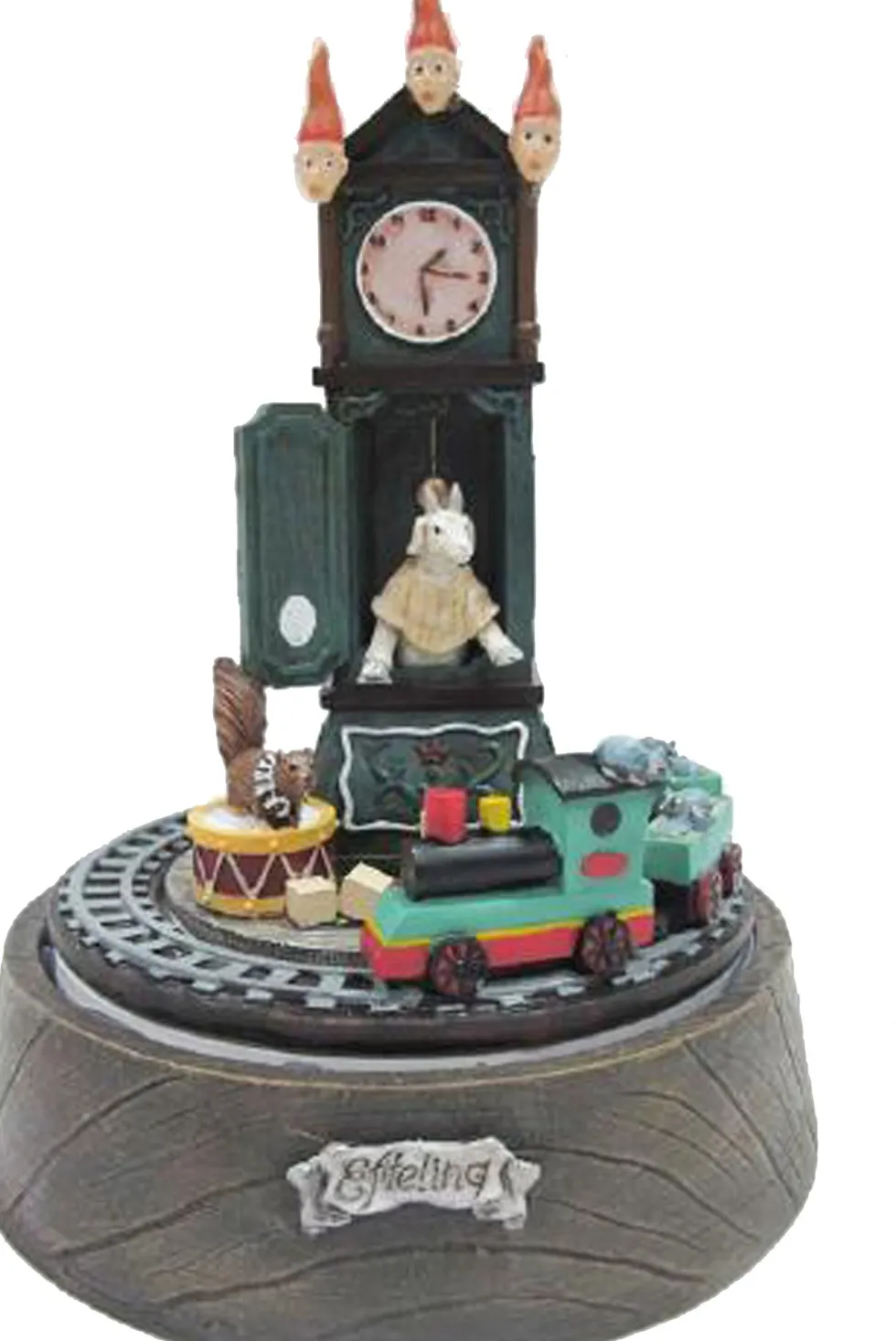 LuVille Efteling kerstdorpminiatuur geitje in klok met beweging D 15 H 18 cm