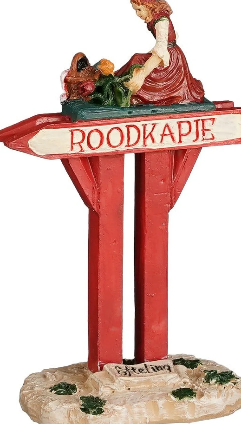 Luville Efteling kerstdorpminiatuur roodkapje wegwijzer 4,8 x 3 x 8 cm