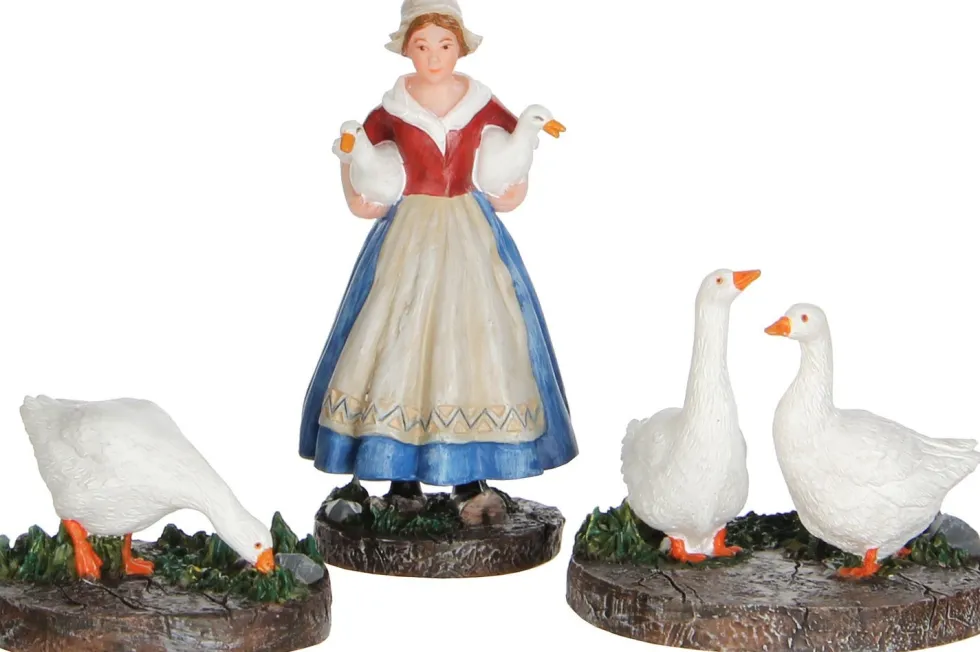 LuVille Efteling kerstdorpminiatuur ganzenhoedster 3 x 3 x 7,5 cm 3-delig