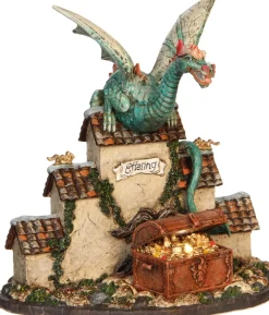 LuVille Efteling kerstdorpminiatuur de draak met verlichting 16,5 x 9,5 x 17,5 cm