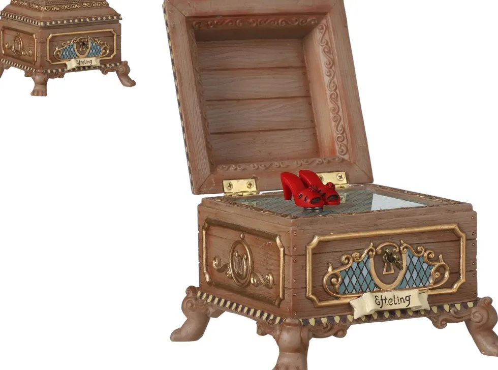 LuVille Efteling kerstdorpminiatuur muziekdoos rode schoentjes 13 x 13 x 10,5 cm