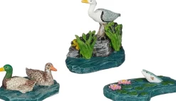 Luville General kerstdorpminiatuur heron and ducks (reiger en eenden) 4 x 2,5 x 4 cm 3 stuks