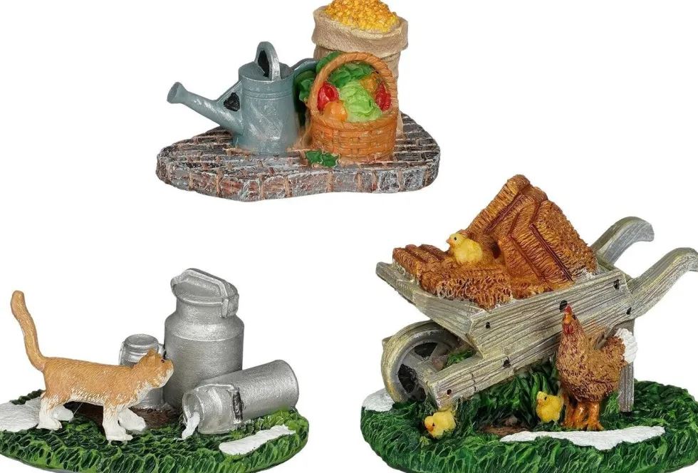 Luville General kerstdorpminiatuur boerderij accessoires 6,5 x 6 x 5 cm 3 stuks