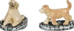 Luville General kerstdorpminiatuur golden retriever pups 3,3 x 2 x 2,5 cm 2 stuks