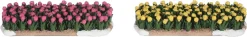 LuVille kerstdorpminiatuur tulpenvelden roze en geel 10 x 4,5 x 2 cm 2 stuks