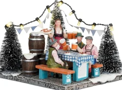 Luville kerstdorpminiatuur biergarten (bier drinken) 10,5 x 10 x 12 cm