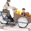 LuVille kerstdorpminiatuur bakfiets familie 30 x 11 x 13,5 cm