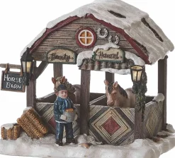 LuVille kerstdorpminiatuur paardenstal 13 x 11 x 11,5 cm