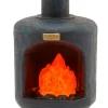 LuVille kerstdorpminiatuur potkachel met verlichting D 4,5 H 7 cm