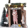 LuVille kerstdorpminiatuur kerstman onder de douche 10 x 8,5 x 11 cm