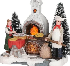 LuVille kerstdorpminiatuur buiten pizzeria 11,5 x 6,5 x 10 cm