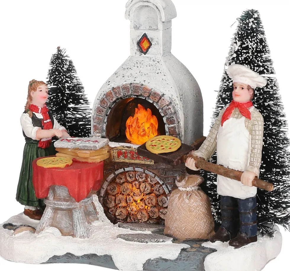 LuVille kerstdorpminiatuur buiten pizzeria 11,5 x 6,5 x 10 cm