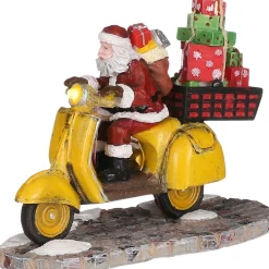 LuVille kerstdorpminiatuur kerstman heeft haast 10 x 5 x 8 cm