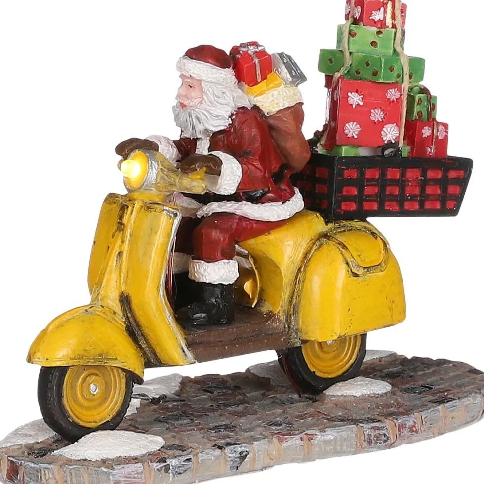 LuVille kerstdorpminiatuur kerstman heeft haast 10 x 5 x 8 cm