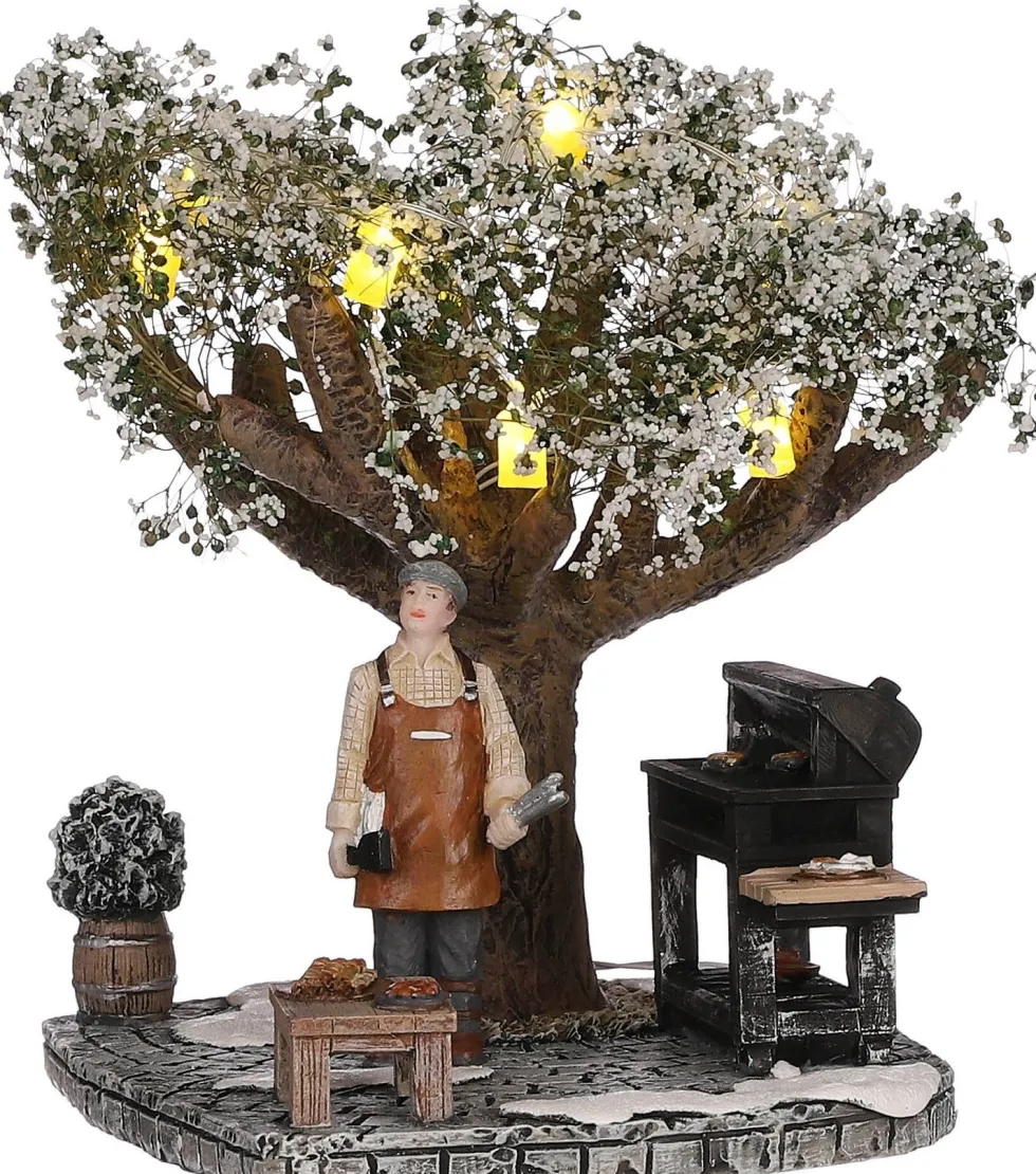 LuVille kerstdorpminiatuur winter barbeque 14 x 11 x 15 cm