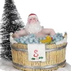 LuVille kerstdorpminiatuur kerstman in bubbelbad 9 x 6,5 x 6,5 cm