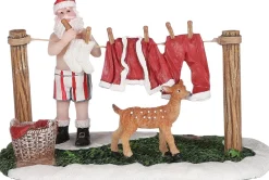 LuVille kerstdorpminiatuur wasserij met kerstman 12,5 x 8 x 7,5 cm