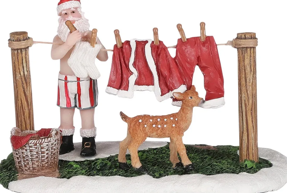 LuVille kerstdorpminiatuur wasserij met kerstman 12,5 x 8 x 7,5 cm