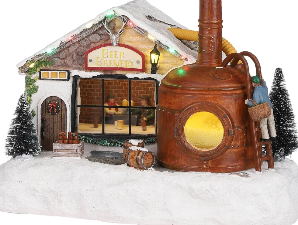 LuVille kersthuisje bierbrouwerij 30,5 x 20 x 21,5 cm
