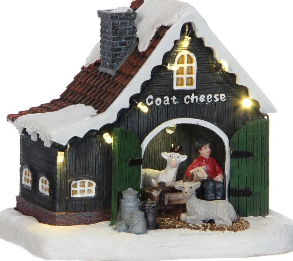 Luville kersthuisje Goat Cheese (geiten stal) 15 x 11 x 12,5 cm