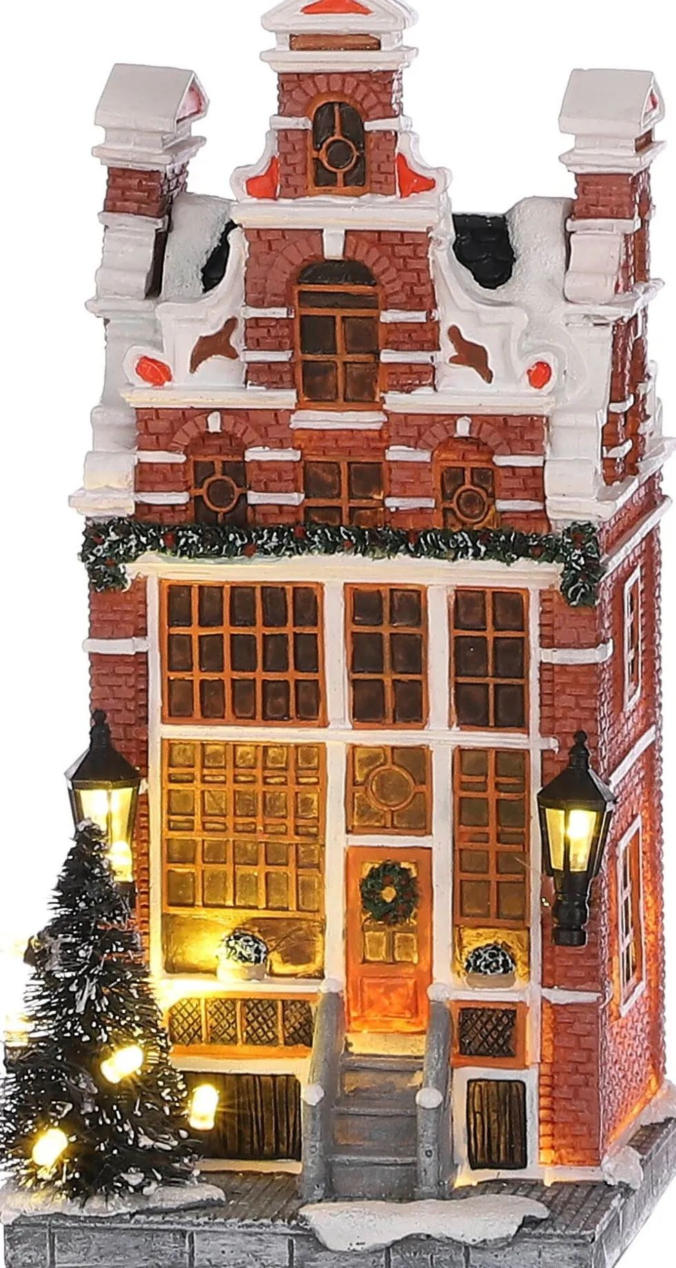 LuVille kersthuisje grachtenpandwinkel 8,5 x 9 x 18 cm