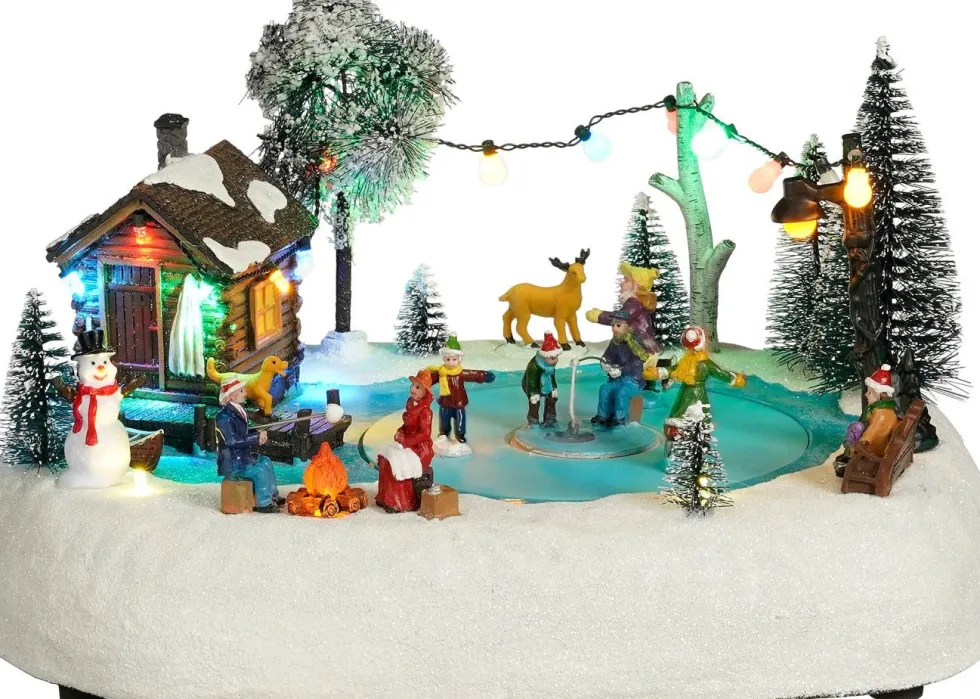 Luville kersthuisje skate scenery (schaatspret) 31 x 24 x 15 cm