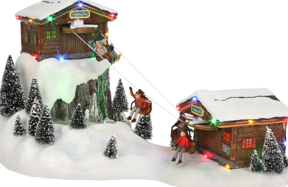 LuVille kersthuisje ski lift 45,5 x 25 x 23,5 cm