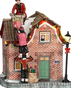 Luville Molendam kerstdorpminiatuur pieten beklimmen huis 13,5 x 11,5 x 18 cm