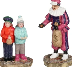 Luville Molendam kerstdorpminiatuur piet geeft pepernoten 3,5 x 3 x 7 cm