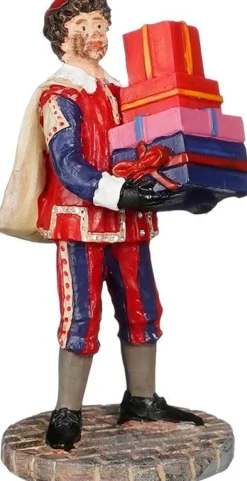 Luville Molendam kerstdorpminiatuur piet met cadeaus 3,5 x 3,5 x 7 cm