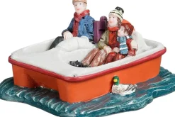 Luville Molendam kerstdorpminiatuur family on pedal boat (waterfietsen) 9,5 x 8,5 x 5 cm
